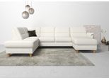 Wohnlandschaft HOME AFFAIRE "Palmera U-Form, B: 308 cm", weiß (reinweiß), B:308cm H:89cm T:212cm, Luxus-Microfaser (100% Polyester);Struktur (100% Polyester);Luxus-Microfaser in Lederoptik (100% Polyester), Sofas, Wohnlandschaft, optional Bettfunktion & Bettkasten, Federkern