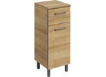 Unterschrank SAPHIR "Quickset 919 Badschrank mit 1 Tür, 1 Schublade, 30 cm breit", braun (riviera eiche quer nachbildung), B:30cm H:81cm T:33cm, Holzwerkstoff, Schränke, Unterschrank, Badezimmermöbel, Riviera Eiche quer Nachbildung, Griffe in Grau