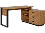 Eckschreibtisch JAHNKE "RIVA C 150 E", schwarz (montane eiche, schwarz, schwarz, montane eiche), Tische, B/H/T: 140cm x 75,5cm x 55cm,montane eiche/schwarz, Eckschreibtisch, wechselseitig montierbar, Stauraum & Kabeldurchführung, Breite 150 cm, B:150cm H:75,5cm T:116cm