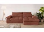 Ecksofa HOME AFFAIRE "ALVERIE mit Recamiere, moderne Steppung, Maße: B/T/H 274/203/106 cm", orange (terra), B:274cm H:106cm T:203cm, 83% Polyester, 17% Nylon, Sofas, Ecksofa, L-Form mit Wellenunterfederung, mit 4 Rückenkissen, pflegeleicht Stoff