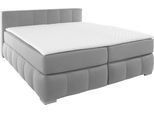 Boxspringbett HOME AFFAIRE "Chelles", grau, B:187cm L:245cm, Samtoptik (100% Polyester);Bezug der Spiegelfläche Matratzendrell aus 100% Polyester;Struktur fein 100% Polyester), Komplettbetten, Boxspringbett, inkl. Topper,, in XXL- Überlänge 220 cm, Unterbox mit feine Wölbung
