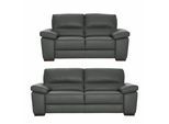 Polstergarnitur CALIA ITALIA "Gaia, hochwertige Garnitur aus 2-Sitzer und 3-Sitzer, edles Design", grau, Leder BULL, Leder SORRENTO - 100% Leder;Leder BULL - 100% Leder, Sitzmöbel-Sets, Polstergarnitur, Ledergarnitur, in zwei hochwertigen Lederqualitäten