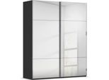 Schwebetürenschrank RAUCH "Kleiderschrank Schrank Garderobe Schlafzimmerschrank SCALE-TRIO", schwarz, B:181cm H:223cm T:67cm, Holzwerkstoff, Schränke, Schwebetürenschrank, edle dreigeteilte Front mit 2 Zierleisten Spiegelfront MADE IN GERMANY
