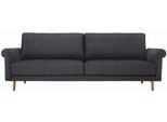 3-Sitzer "CR.450, Designsofa, Loungesofa", schwarz (anthrazitgrau, schwarzgrau 044, 57), B:208cm H:85cm T:95cm, NaturLEDER OSKAR (echtes Rindsleder);Chenille COCO (72% Polyester 15% Baumwolle 13% Polyacryl), CREATION BY ROLF BENZ, Sofas, 3-Sitzer, modern Landhaus, Breite 208 cm, Füße in Nussbaum