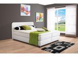 Boxspringbett, weiß, B:190cm L:212cm, Bezug Kaltschaum-Topper: mit Klimafaser versteppt, 100% Polyester;Bezug untere Box und Kopfteil: wahlweise hochwertiger Microvelour (100% Polyester), feiner Strukturstoff (100% Polyester) oder Kunstleder;Bezug Obermatratze: 100% Polyester, Bezug abnehm- und waschbar bis 60C, WESTFALIA SCHLAFKOMFORT, Komplettbetten, Boxspringbett, inkl. Kaltschaum-Topper