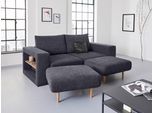 3-Sitzer "Looksvb", blau (dunkelblau), B:212cm H:96cm T:107cm, LOOKS BY WOLFGANG JOOP, Sofas, 3-Sitzer, Verwandlungssofa: aus Sofa wird Sofa mit 2 Hockern, mit Regalfunktion