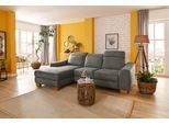 Ecksofa HOME AFFAIRE "Dundee L-Form", grau (grau, beige), B:264cm H:86cm T:170cm, Luxus-Microfaser Florence (100% Polyester);Struktur fein (100% Polyester);Luxus-Microfaser Lederoptik (100% Polyester), Sofas, Ecksofa, wahlweise mit Kopfteilverstellung und zusätzlich mit Bettfunktion