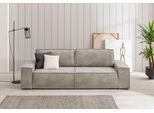 3-Sitzer HOME AFFAIRE "SHERWOOD Schlafsofa (257cm) Cord, Samtvelours, Vintage-Lederoptik", grau (hellgrau), B:257cm H:85cm T:106cm, 100% Polyester, Sofas, 3-Sitzer, Schlaffunktion mit Bettkasten (ca. 136/200cm)