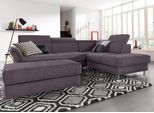 Ecksofa SIT & MORE "Avignon L-Form", grau (dunkelgrau), B:269cm H:97cm T:228cm, Struktur fein ( 100% Polyester);Struktur (100% Polyester);Struktur grob ( 100% Polypropylen), Sofas, Ecksofa, inklusive Kopfteilverstellung, wahlweise mit Bettfunktion