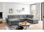 Wohnlandschaft EXXPO - SOFA FASHION "Durango, aufwendige Sitz- und Rückenverarbeitung, bequem, U-Form", grau (graphite), B:340cm H:92cm T:248cm, Sofas, Wohnlandschaft, inkl. Kopfteilverstellung, wahlweise mit Bettfunktion und Bettkasten