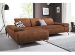 Ecksofa HOME AFFAIRE "Caluna", braun (cognac), B:269cm H:97cm T:174cm, Flachgewebe Mura: (100% Polyester);Luxus-Microfaser Vintageoptik (100% Polyester);Luxus-Mikrofaser (90% Polyester, 10% Polyamid), Sofas, Ecksofa, Inkl.Sitztiefenverstellung, wahlweise mit Kopf- und Armteilverstellung