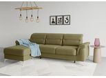 Ecksofa SIT & MORE "Sinatra L-Form", grün (olive), B:258cm H:85cm T:170cm, 98% Polyester, 2% Polyamid, Sofas, Ecksofa, mit Recamiere, optinal mit Kopfteilverstellung und Armteilfunktion