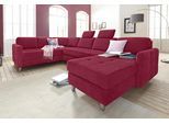 Wohnlandschaft SIT & MORE "Pablo U-Form", rot (bordeaux), B:292cm H:80cm T:87cm, Struktur (100% Polyester);Kunstleder SOFTLUX;Luxus-Microfaser ALTARA NUBUCK (100% Polyester), Sofas, Wohnlandschaft, wahlweise mit Bettfunktion und Bettkasten