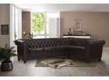 Chesterfield-Sofa HOME AFFAIRE "Rysum L-Form", braun (dunkelbraun), B:264cm H:72cm T:210cm, Luxus-Microfaser Lederoptik (100% Polyester);Kunstleder, Sofas, Chesterfield-Sofa, Chesterfield-Optik, langer Schenkel links oder rechts
