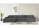 Ottomane HOME AFFAIRE "Skara L-Form", grau (dunkelgrau), B:310cm H:86cm T:100cm, 100% Polyester, Sofas, Ottomane, Lounge-Sofa mit Federkernpolsterung, in vielen Bezugsvarianten