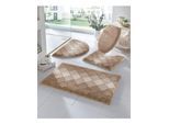Badematte HAGEMANN Gr. 1, beige, WC-Vorleger quadratisch ohne Ausschnitt (50cm x 50cm), 1 Stk., Badematten, Badematte