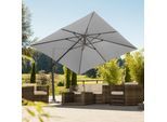 Ampelschirm SCHNEIDER SCHIRME "Rhodos Twist", grau (silbergrau), Obermaterial: 100% Polyester, Standschirme, Ampelschirm, mit Schutzhülle, ohne Wegeplatten