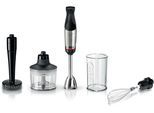BOSCH Stabmixer "ErgoMaster Serie 6 MSM6M633, Zerkleinerer, Kartoffelstampfer, Edelst.", silber (stainless steel), B:6cm H:39,5cm T:7,8cm, Mixer, Schneebesen, Becher, Metallkuplung, Luftkühlung, 10Jahre Motorgarantie, Stabmixer