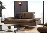 2-Sitzer W.SCHILLIG "enjoy&MORE", braun (mocca s37), B:202cm H:87cm T:110cm, Chenille-Flachgewebe R66 (85% Polyester, 15% Nylon);Longlife Xtra-Leder Z59: Glattleder mit modischer Prägung. Hautstärke 0, 9 - 1, 1 mm;Stoff S37 (100% Polyester), Sofas, 2-Sitzer, mit Sitztiefenverstellung, Füße Chrom glänzend, Breite 202 cm