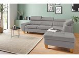 Ecksofa EXXPO - SOFA FASHION "Enya, hoher Sitzkomfort, Breite 266cm, bequem, 12cm hohe Füße, L-Form", silber, B:266cm H:79cm T:232cm, Luxus-Microfaser Vintageoptik (100% Polyester);Webvelours (92% Polyester, 8% Nylon), Sofas, Ecksofa, mit Kopfteilverstellung, wahlweise Bettfunktion u. Bettkasten