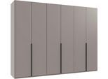 Kleiderschrank WIMEX "Mugano,in 5 Breiten,2 Höhen,2 Tiefen, viele Farben, Made in Germany", grau (saharagrau, griffe schwarz), B:270cm H:208cm T:58cm, Holzwerkstoff, Schränke, Kleiderschrank, mit langen Griffen aus Metall, mit oder ohne Spiegel
