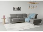 Ecksofa SIT & MORE "Sinatra L-Form", grau (steel), B:251cm H:85cm T:220cm, 100% Polyester, Sofas, Ecksofa, mit Ottomane, optional mit Kopfteilverstellung und Armteilfunktion