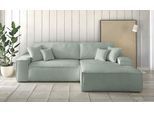 Ecksofa OTTO HOME "FINNLEY, L-Form 257 cm, Schlafsofa", grün (mintgrün), B:267cm H:85cm T:167cm, Bezugstoff aus 90% recyceltem Material ;Aqua Clean ;Gramatur 580g/ qm +/- 5%, Sofas, Ecksofa, mit Bettkasten, in Bouclé, Struktur fein und Mega Cord
