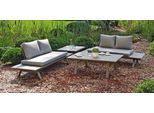Garten-Essgruppe GARDEN PLEASURE "CELIA", grau (grau, taupe, grau, grau), B:333cm H:78cm T:173cm, Aluminium, Kunststoff, Sitzmöbel-Sets, Garten-Essgruppe, mit bequemer Polsterung