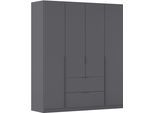 Drehtürenschrank OTTO HOME "Kleiderschrank Schrank Garderobe AGORDO mit Dekor- oder Hochglanzfront", grau (graumetallic), B:181cm H:210cm T:54cm, Holzwerkstoff, Schränke, Drehtürenschrank, mit Außenschubkästen, in 7 Breiten und 2 Höhen MADE IN GERMANY