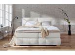 Boxspringbett HOME AFFAIRE "Wehma", beige (natur), B:190cm L:213cm, Struktur fein (100% Polyester), Komplettbetten, Boxspringbett, inkl. Topper in 3 verschiedenen Matratzen, auch in Samtstoff