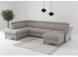 Wohnlandschaft HOME AFFAIRE "Glendale, U-Form", silber, B:321cm H:84cm T:193cm, 100% Polyester, Sofas, Wohnlandschaft, inkl. Kopfteilverstellung, wahlweise mit Vorziehsitz und Bettkasten