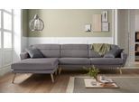 Ecksofa OTTO HOME "Bille L-Form", grau (stone), B:302cm H:86cm T:178cm, Samtoptik (100% Polyester);Luxus-Microfaser weich (100% Polyester);Struktur (100% Polyester);Struktur fein (100% Polyester), Sofas, Ecksofa, mit Naht im Rückenkissen und Beinen aus Eichenholz