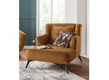 Loveseat HOME AFFAIRE "Baggio Mega Sessel für Komfort und Entspannung, zeitlos und modern", gelb, B:101cm H:99cm T:152cm, Sessel, Loveseat, Zierkissen inklusive, schwarze Metallfüße