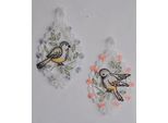 Fensterbild STICKEREIEN PLAUEN "Vogelpaar" Gr. 1, bunt (blau, gelb, grün), B:14cm H:20cm, Polyester, Fensterbilder, Fensterbild