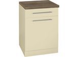 Unterschrank WIHO KÜCHEN "Unna", beige (front und korpus: magnolia, arbeitsplatte: eiche tabak), B:60cm H:85cm T:60cm, Schränke, Unterschrank, 60 cm breit