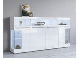 Sideboard OTTO HOME "India,Breite 182cm, stilvolle Kommode mit Glastüren", weiß (weiß, weiß hgl), B:182cm H:92cm T:38,5cm, Sideboards, Sideboard, Kombikommode viel Stauraum, Einlegeböden verstellbar,ohne Beleuchtung