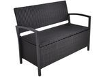 Gartenbank GARDEN PLEASURE "Ferrara", schwarz, B:117cm H:86cm T:58cm, Geflecht Rattan, Metall, Sitzbänke, Gartenbank, mit Staufach, BxTxH: 117x58x86 cm, verschiedene Farben