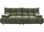 3-Sitzer HOME AFFAIRE "Cozy Bubble, mit klappbaren Armlehnen, Breite 220cm", grün (turtle), B:220cm H:85cm T:108cm, Sofas, 3-Sitzer, mit eleganter Steppung, Rundumbezug & weicher Polsterung
