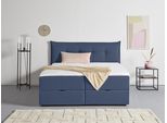Boxbett HOME AFFAIRE "Kederleicht", blau, B:195cm L:213cm, Komplettbetten, Boxbett, inklusive Bettkasten & Topper, in 4 Breiten und 2 Härtegraden