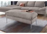 Hocker W.SCHILLIG "enjoy&MORE", grau (stone r66), B:106cm H:45cm T:71cm, Chenille-Flachgewebe R66 (85% Polyester, 15% Nylon);Longlife Xtra-Leder Z59: Glattleder mit modischer Prägung. Hautstärke 0, 9 - 1, 1 mm;Stoff S37 (100% Polyester), Hocker, Hocker, Füße silber matt, Breite 106 cm