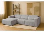 Ecksofa HOME AFFAIRE "Noord mit Kedernaht, Breite 281 cm, L-Form", grau (ligh grau), B:281cm H:71cm T:161cm, 92% PES, 8% NY, Sofas, Ecksofa, Cord, Struktur, Webstoff, mit Wellenunterfederung, Massivholzrahmen