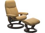 Relaxsessel STRESSLESS "Consul", gelb (honey paloma), B:76cm H:100cm T:71cm, Leder BATICK: BATICK ist ein leicht korrigiertes, durchgefärbtes und genarbtes Möbelleder, bei dem die meisten Unebenheiten und Spuren in der Regel entfernt wurden.;Leder PALOMA: PALOMA ist ein durchgefärbtes Semianilin-Möbelleder mit natürlicher Narbung.;ROHLEDER Stoff Q2 FARON: Ein fester zuverlässiger Bouclé mit einem