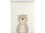 Seitenzugrollo LÜTTENHÜTT "Bär" Gr. 7, beige (beige, weiß), B:90cm H:150cm, Polyester, Rollos, Seitenzugrollo, Kinderrollo im Fixmaß