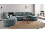 Wohnlandschaft DOMO COLLECTION "Papenburg U-Form", blau (eisblau), B:297cm H:84cm T:180cm, Struktur ( 90% Polyester, 10% Polyacryl);Microfaser PRIMABELLE (100% Polyester);Kunstleder SOFTLUX;Luxus-Microfaser (100% Polyester);Chenille-Optik (95% Polyester, 5% Polyamid);Webstoff (100% Polyester), Sofas, Wohnlandschaft, in großer Farbvielfalt, wahlweise Bettfunktion, frei im Raum stellbar