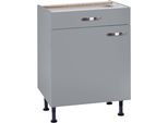 Unterschrank KOCHSTATION "KS-Cara", grau (basaltgrau, basaltgrau), B:60cm H:87cm T:58,4cm, Schränke, Unterschrank, Breite 60 cm, mit Vollauszug und Soft-Close-Funktion