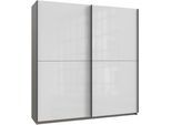 Kleiderschrank WIMEX "Mugano, B/T/H 135 oder 180/65/198cm, Made in Germany", schwarz (front hg lack weiß, korpus saharagrau, griffe schwarz), B:180cm H:198cm T:65cm, Holzwerkstoff, Schränke, Kleiderschrank, 2 Schwebetüren mit oder ohne Spiegel, Metallgriffe