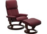 Relaxsessel STRESSLESS "Admiral", rot (bordeaux batick), B:78cm H:98cm T:73cm, Leder BATICK: BATICK ist ein leicht korrigiertes, durchgefärbtes und genarbtes Möbelleder, bei dem die meisten Unebenheiten und Spuren in der Regel entfernt wurden., Sessel, Relaxsessel, mit Classic Base, Größe M & L, Gestell Braun