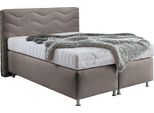 Boxspringbett "Sigma", beige (schwarz, beige), B:155cm L:210cm, Bezug Bett: Microvelours (100% Polyester) oder Feinstruktur (100% Polyester);Bezug Bonnell-Federkernmatratze: 100% Polyester;Bezug Kaltschaummatratze: 100% Polyester;Bezug Tonnentaschenfederkernmatratze: 80% Baumwolle, 20%Polyester, WESTFALIA SCHLAFKOMFORT, Komplettbetten, Boxspringbett