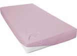 Spannbettlaken PRIMERA "Mako-Feinjersey Spannbetttuch", lila (mauve), L:200cm, Mako-Jersey, Obermaterial: 100% Baumwolle, Bettlaken, Spannbettlaken, Geeignet für Standardmatratzen bis 22 cm, 100% Baumwolle