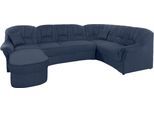 Wohnlandschaft DOMO COLLECTION "Bahia mit viel Platz, zeitloses Design, U-Form", blau (dunkelblau), B:308cm H:91cm T:200cm, Luxus-Microfaser (100% Polyester), mit Muster;Struktur (100% Polyester), Sofas, Wohnlandschaft, wahlweise mit Bettfunktion